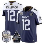 Men's Navy Midshipmen 'Jolly Rogers Edition' Vapor Limited Jersey - 100th Anniversary Patch - Navy Alternate / Roger Staubach