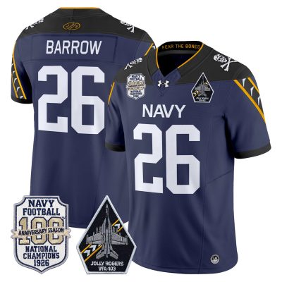 Men's Navy Midshipmen 'Jolly Rogers Edition' Vapor Limited Jersey - 100th Anniversary Patch - Navy / Michael Barrow