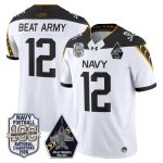 Men's Navy Midshipmen 'Jolly Rogers Edition' Vapor Limited Jersey - 100th Anniversary Patch - White / #12 Beat Army
