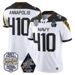 Men's Navy Midshipmen 'Jolly Rogers Edition' Vapor Limited Jersey - 100th Anniversary Patch - White / Annapolis 410