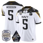 Men's Navy Midshipmen 'Jolly Rogers Edition' Vapor Limited Jersey - 100th Anniversary Patch - White / Braxton Woodson