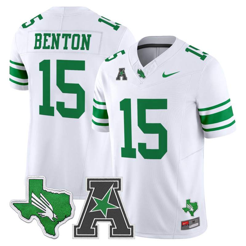Men's North Texas Mean Green 2026 Vapor Limited Jersey - White / Justin Benton