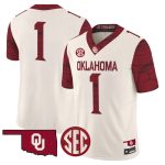 Men's Oklahoma Sooners Rough Rider Vapor Limited Jersey - Cream / #1 Team