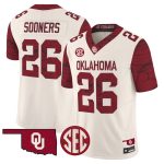 Men's Oklahoma Sooners Rough Rider Vapor Limited Jersey - Cream / #26 Sooners