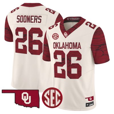 Men's Oklahoma Sooners Rough Rider Vapor Limited Jersey - Cream / #26 Sooners