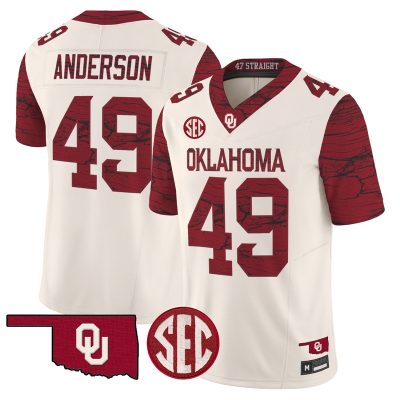 Men's Oklahoma Sooners Rough Rider Vapor Limited Jersey - Cream / Ben Anderson