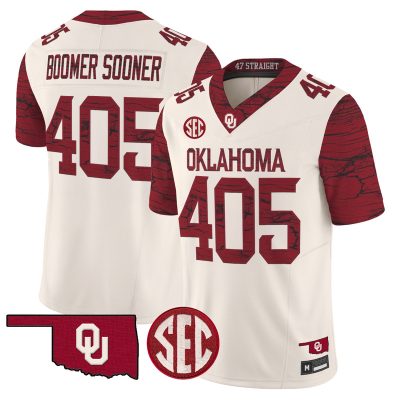 Men's Oklahoma Sooners Rough Rider Vapor Limited Jersey - Cream / Boomer Sooner 405