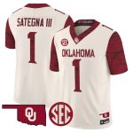 Men's Oklahoma Sooners Rough Rider Vapor Limited Jersey - Cream / Isaiah Sategna III