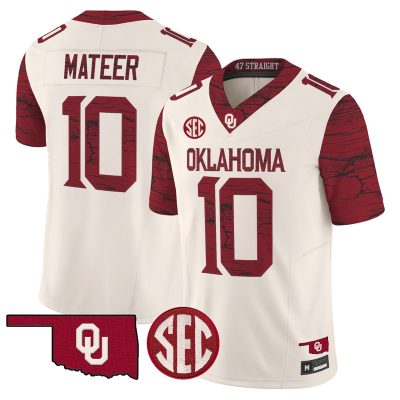 Men's Oklahoma Sooners Rough Rider Vapor Limited Jersey - Cream / John Mateer