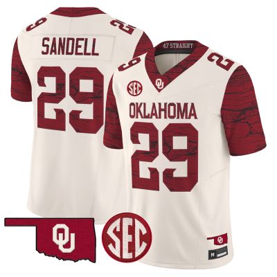 Men's Oklahoma Sooners Rough Rider Vapor Limited Jersey - Cream / Tate Sandell