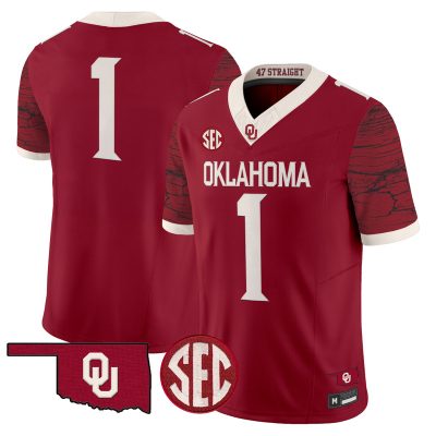 Men's Oklahoma Sooners Rough Rider Vapor Limited Jersey - Crimson / #1 Team