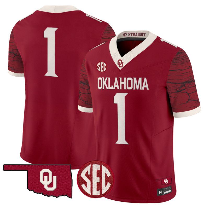 Men's Oklahoma Sooners Rough Rider Vapor Limited Jersey - Crimson / #1 Team