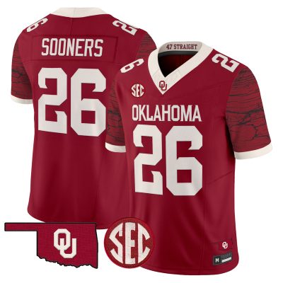 Men's Oklahoma Sooners Rough Rider Vapor Limited Jersey - Crimson / #26 Sooners