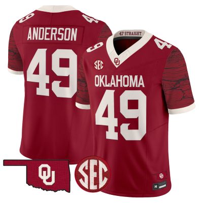 Men's Oklahoma Sooners Rough Rider Vapor Limited Jersey - Crimson / Ben Anderson