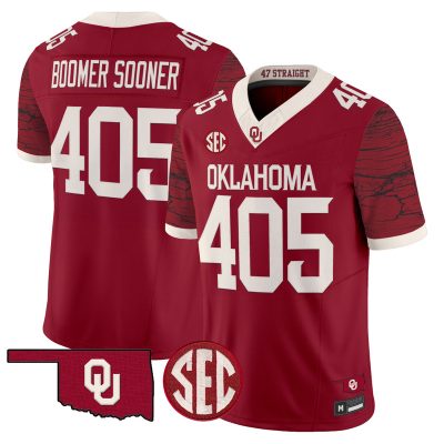 Men's Oklahoma Sooners Rough Rider Vapor Limited Jersey - Crimson / Boomer Sooner 405
