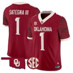 Men's Oklahoma Sooners Rough Rider Vapor Limited Jersey - Crimson / Isaiah Sategna III