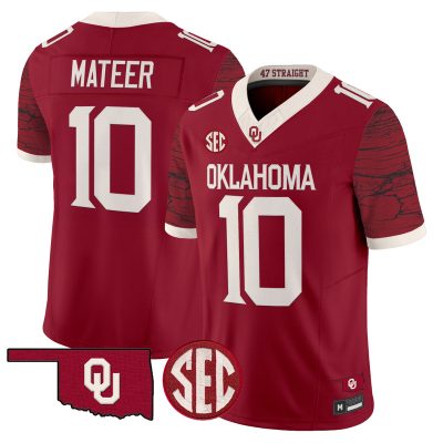 Men's Oklahoma Sooners Rough Rider Vapor Limited Jersey - Crimson / John Mateer