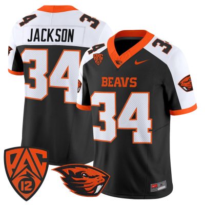 Men's Oregon State Beavers 2026 Vapor Limited Jersey - Black Alternate / Steven Jackson