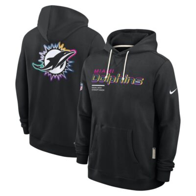Miami Dolphins 2025 NFL Crucial Catch Sideline Standard Issue Dri-FIT Hoodie - Black - Image 4