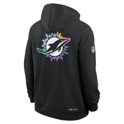 Miami Dolphins 2025 NFL Crucial Catch Sideline Standard Issue Dri-FIT Hoodie - Black - Image 6