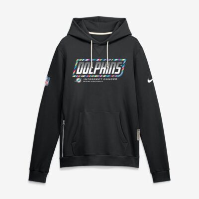 Miami Dolphins 2026 NFL Crucial Catch Sideline Standard Issue Dri-FIT Pullover Hoodie - Black