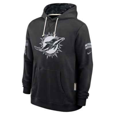 Miami Dolphins 2026 Salute to Service Sideline Dri-FIT Pullover Hoodie - Black - Image 3