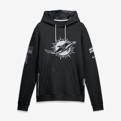 Miami Dolphins 2026 Salute to Service Sideline Dri-FIT Pullover Hoodie - Black