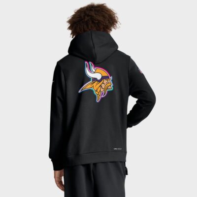 Alternative view of Minnesota Vikings 2025 NFL Crucial Catch Sideline Standard Issue Dri-FIT Hoodie - Black