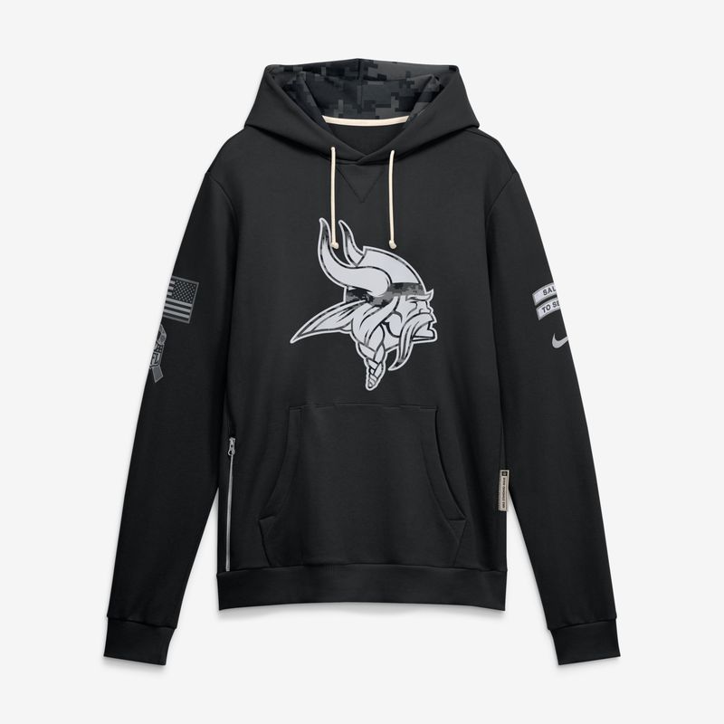 Minnesota Vikings 2026 Salute to Service Sideline Dri-FIT Pullover Hoodie - Black