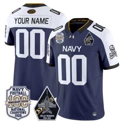 Navy Midshipmen 'Jolly Rogers Edition' Vapor Limited Custom Jersey - 100th Anniversary Patch - Navy Alternate