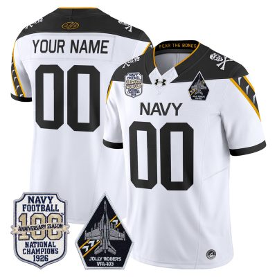 Navy Midshipmen 'Jolly Rogers Edition' Vapor Limited Custom Jersey - 100th Anniversary Patch - White