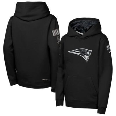 New England Patriots Youth 2026 Salute to Service Club Fleece Pullover Hoodie - Black