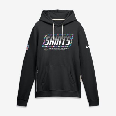 New Orleans Saints 2026 NFL Crucial Catch Sideline Standard Issue Dri-FIT Pullover Hoodie - Black
