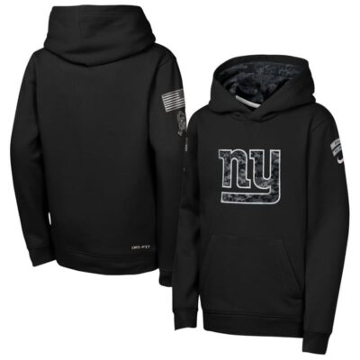 New York Giants Youth 2026 Salute to Service Club Fleece Pullover Hoodie - Black