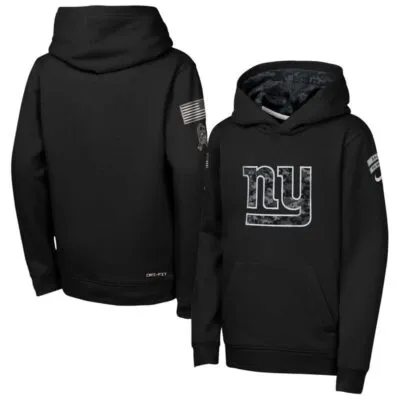 New York Giants Youth 2026 Salute to Service Club Fleece Pullover Hoodie - Black