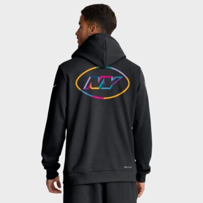 Alternative view of New York Jets 2025 NFL Crucial Catch Sideline Standard Issue Dri-FIT Hoodie - Black