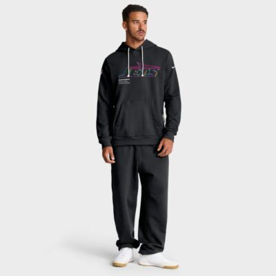 New York Jets 2025 NFL Crucial Catch Sideline Standard Issue Dri-FIT Hoodie - Black - Image 3