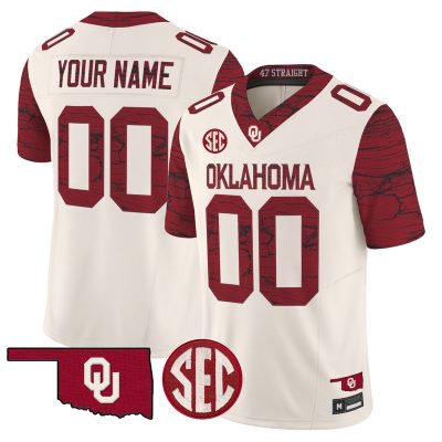 Oklahoma Sooners Rough Rider Vapor Limited Custom Jersey - Cream