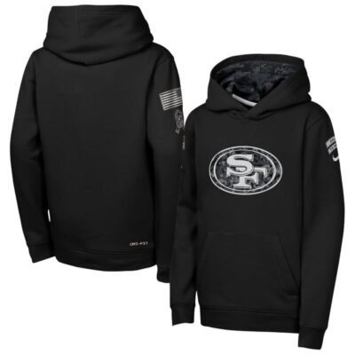 San Francisco 49ers Youth 2026 Salute to Service Club Fleece Pullover Hoodie - Black